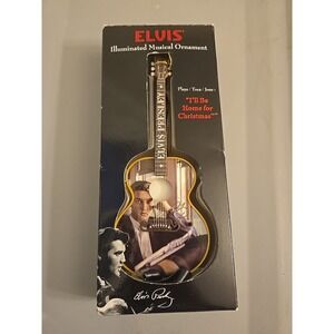 Elvis Presley Musical Guitar Ornament Plays "I'll Be Home For Christmas " NIB